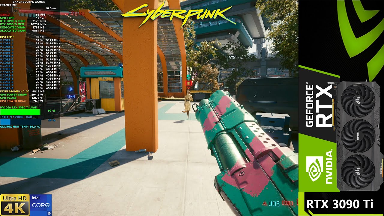 Cyberpunk 2077 Rebecca S Shotgun 4K DLSS RTX 3090 Ti I9 12900K 5