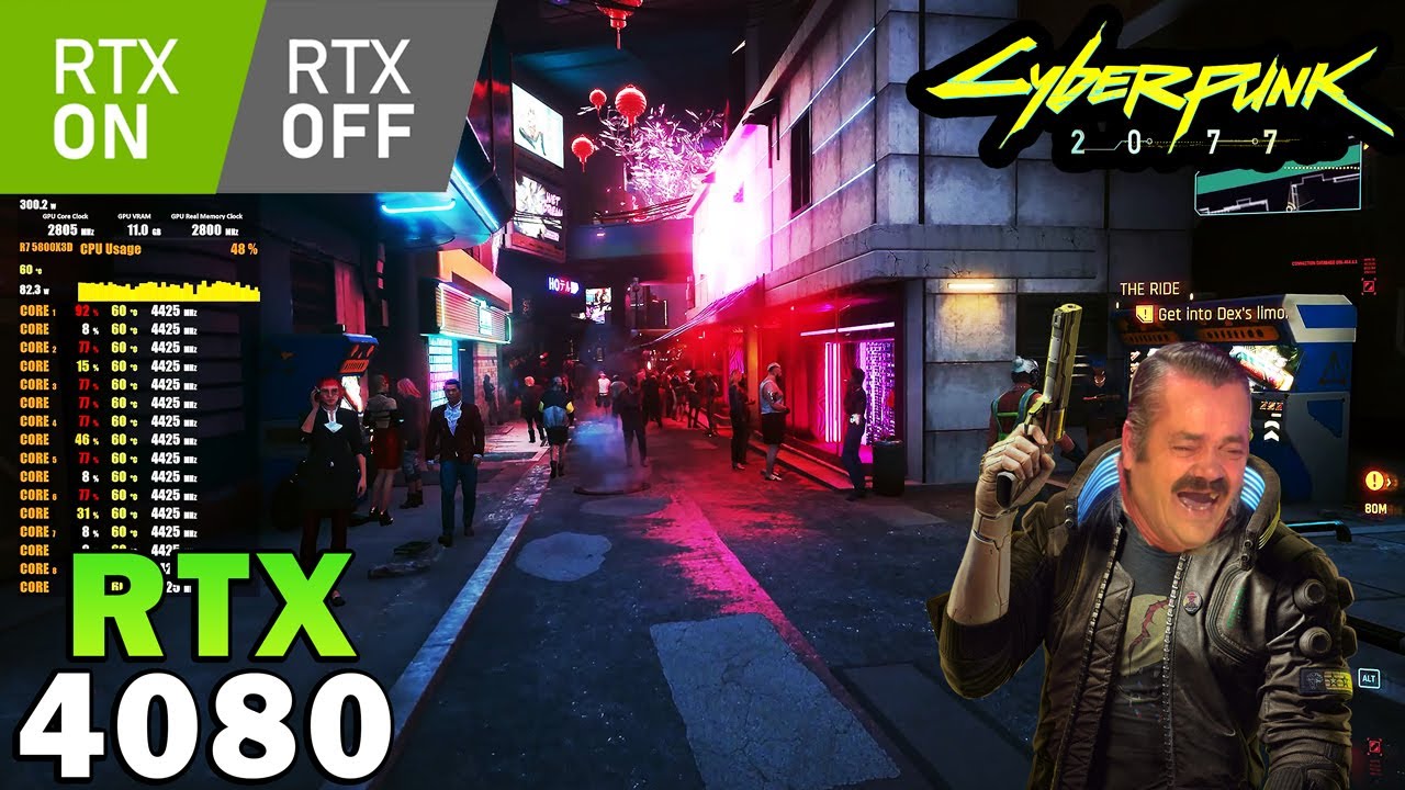 Cyberpunk 2077 RTX 4080 R7 5800X3D RTX ON OFF DLSS 4K 1440p