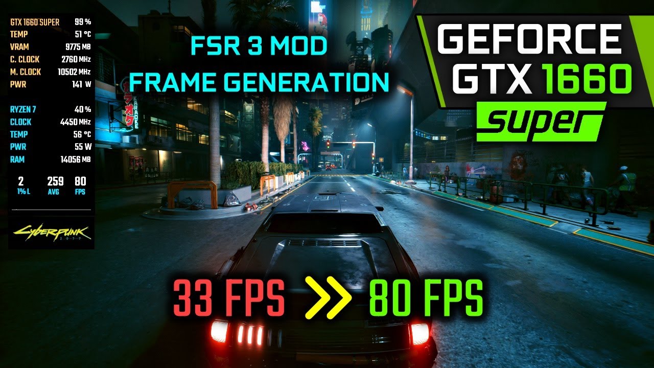 Frame Generation On Gtx Super Fsr Mod On Cyberpunk