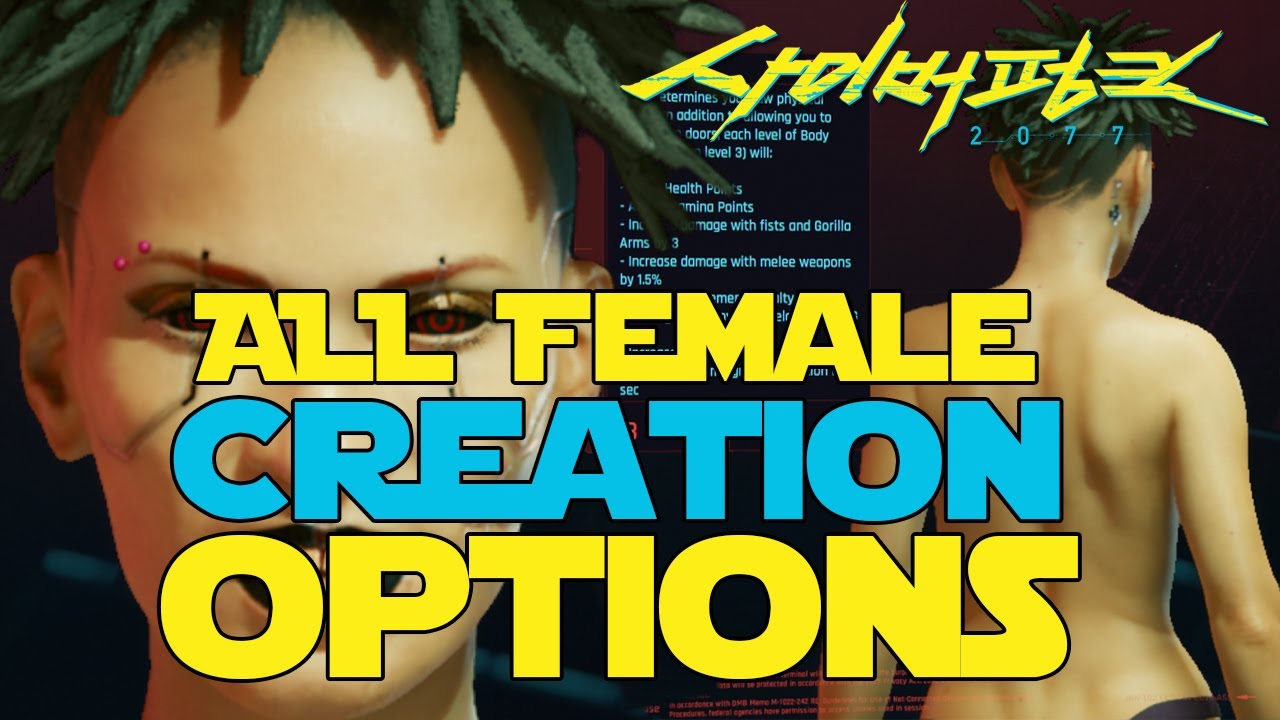 Cyberpunk 2077 All Female Avatar Options Cyberpunk 2077 Videos