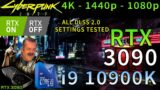 Cyberpunk 2077 | RTX 3090 | i9 10900K 5.2GHz | RTX ON/OFF | DLSS | 4K – 1440p – 1080p | Max Settings