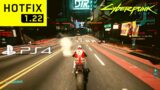 CYBERPUNK 2077 PATCH 1.22 HOTFIX PS4 Slim Gameplay Performance & Graphics (Bike Ride in Night City)