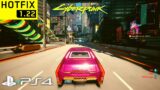 CYBERPUNK 2077 PATCH 1.22 HOTFIX PS4 Slim Gameplay Performance & Graphics (Golden Car in Night City)