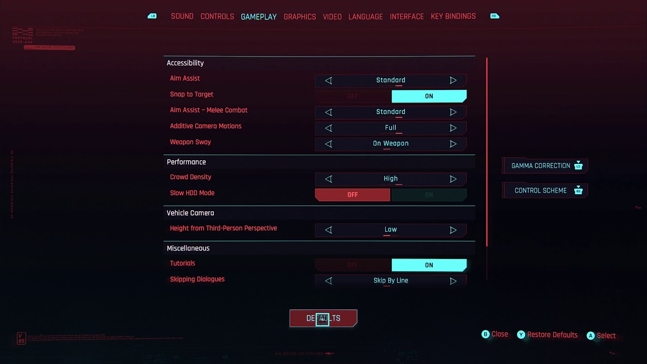 Cyberpunk 2077 Pc Default Game Settings Graphics Sound Interface 6159