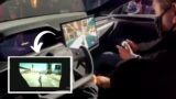 Elon Musk playing Cyberpunk 2077 on Tesla Model S Plaid