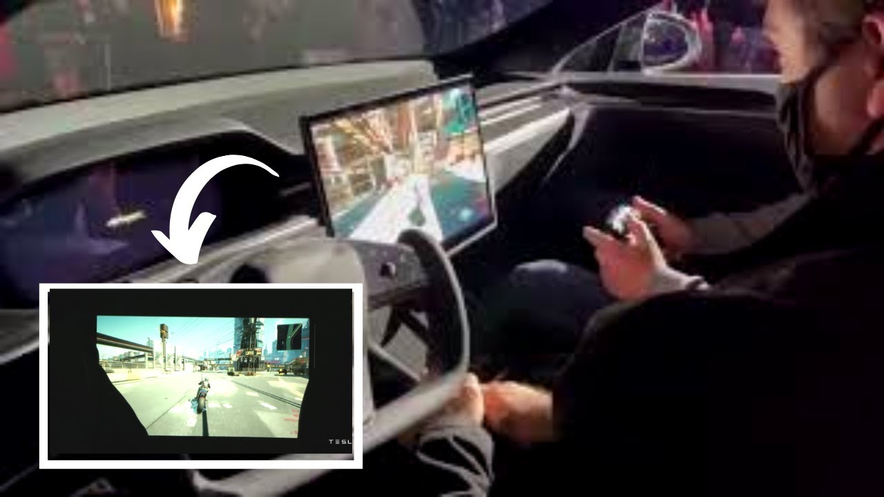 Elon Musk playing Cyberpunk 2077 on Tesla Model S Plaid ...