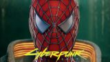 Spider-V Web Swing Around Night City 4K RTX Spiderman Cyberpunk 2077