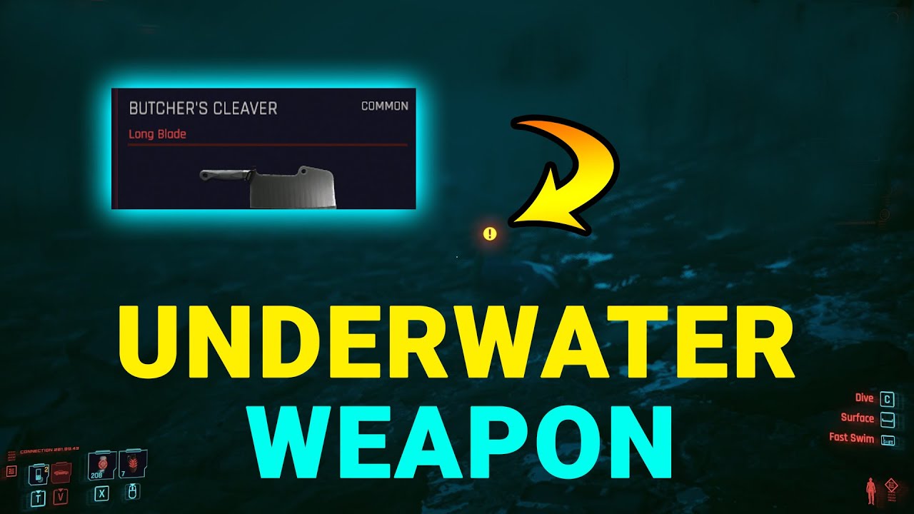 UNDERWATER Weapon SECRET LOCATION in Cyberpunk 2077 (Butcher's Cleaver) Cyberpunk 2077 videos