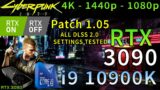 Cyberpunk 2077 | RTX 3090 | i9 10900K | RTX ON/OFF | DLSS | 4K – 1440p – 1080p | Ultra Settings