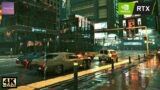 Cyberpunk 2077 Rain Walk at Night – Coast View to Corporate Plaza [ 4K Ultra – Relaxing Ambience  ]