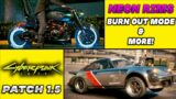 Cyberpunk 2077 NEON RIMS, Burn Out Mode, Wheelies, Drag Race, Drift & More! PATCH 1.5 NEW!