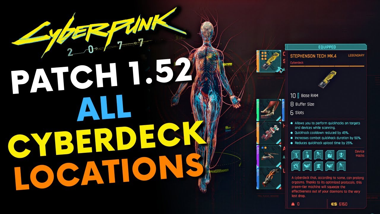 Cyberpunk 2077 ALL CYBERDECKS Legendary Epic More Patch 1 52   Cyberpunk 2077 ALL CYBERDECKS Legendary Epic Amp More 