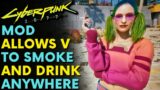 Cyberpunk 2077 Mod Allows V to Smoke, Drink and Eat Almost Anywhere in Night City!