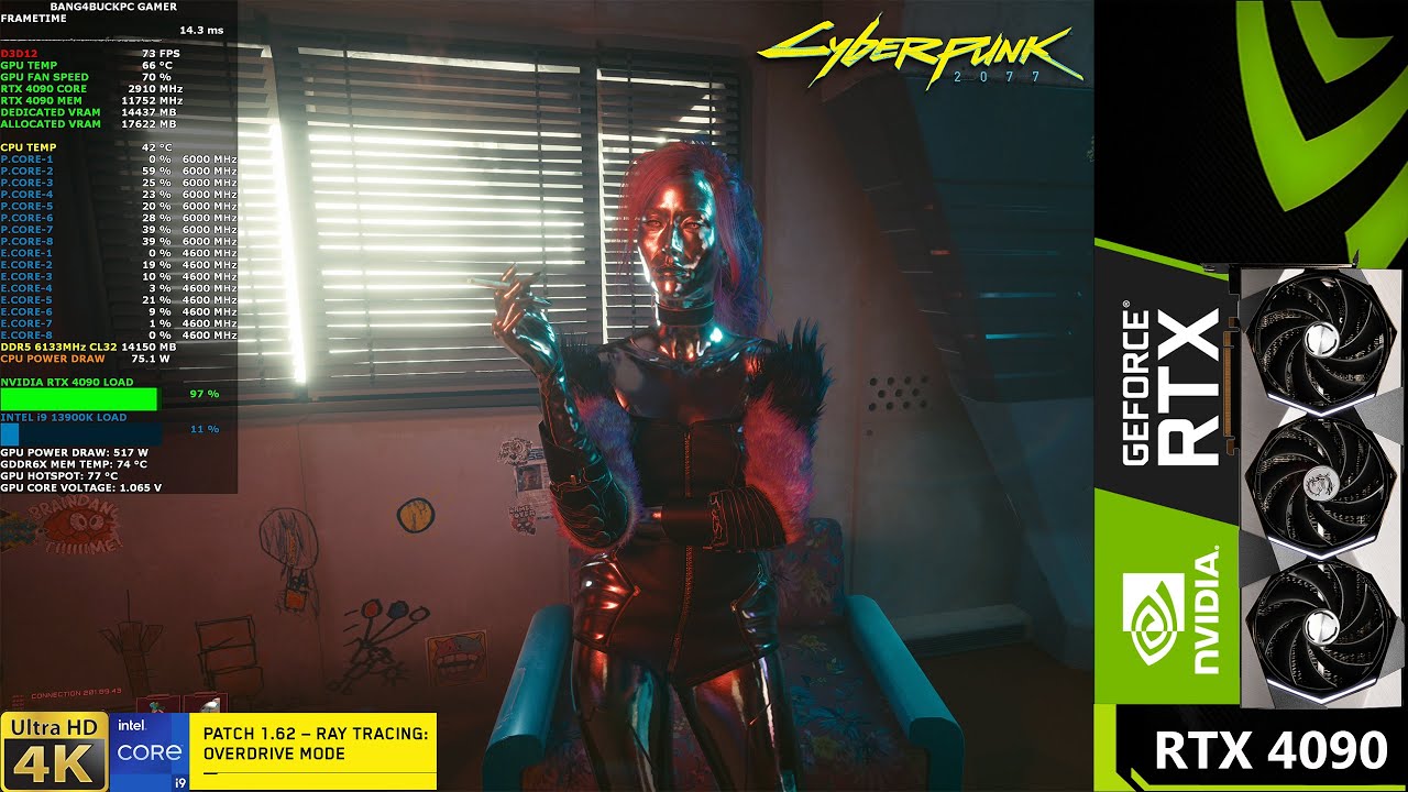 Cyberpunk 2077 Ray Tracing Overdrive Patch 1 62 Dlss 3 Quality 4k Rtx