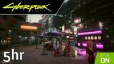 5 Hour – Cyberpunk 2077 – Streetside with Food Vendor Ambience