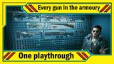 Cyberpunk 2077 – How to fill the armoury completely – One playthrough – 18 Iconic legendary weapons.
