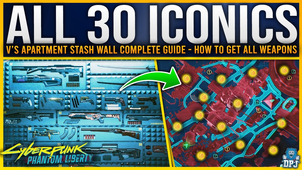 Cyberpunk 2077: How To Get ALL 30 STASH WALL ICONIC WEAPONS - V's ...