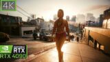 4K Cyberpunk 2077 I Night City Afternoon Walks I RTX 4090 Ultra Path Tracing AI